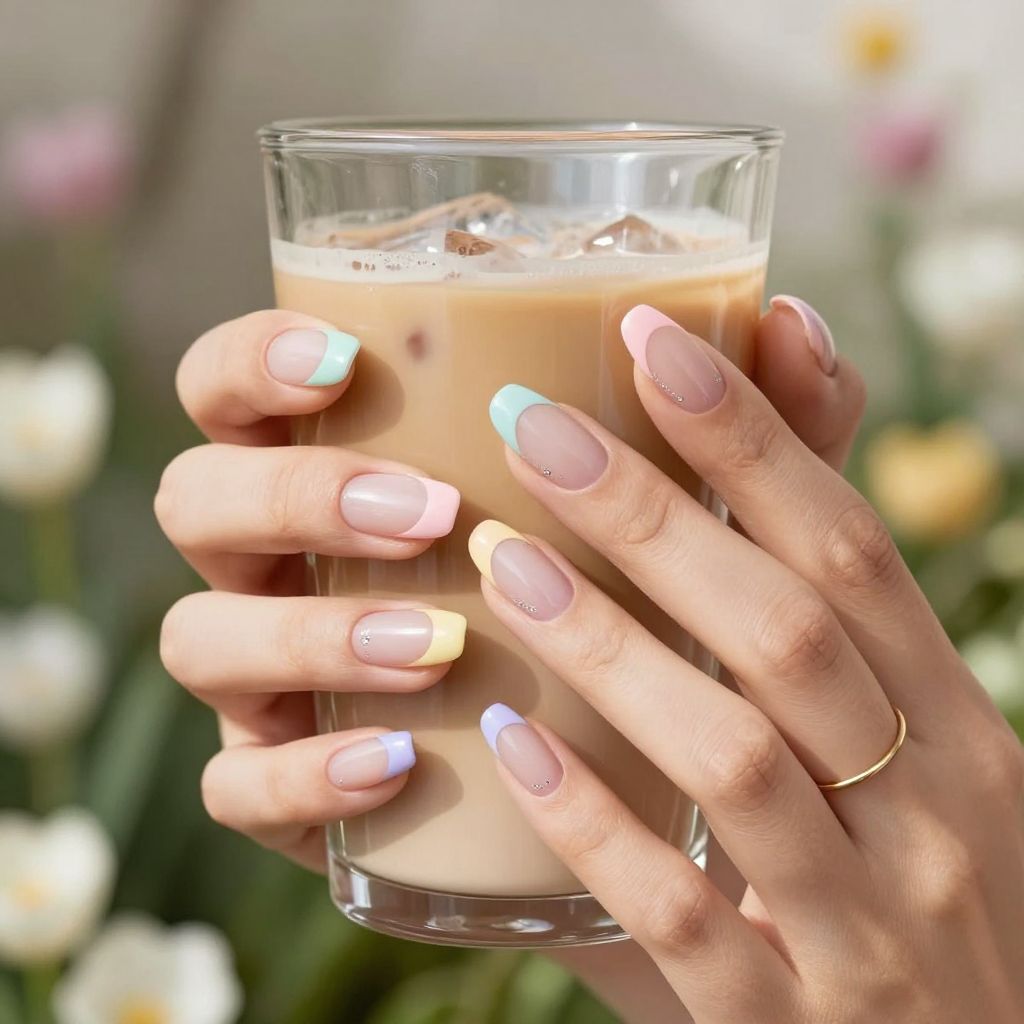 Pastel Garden French manicure