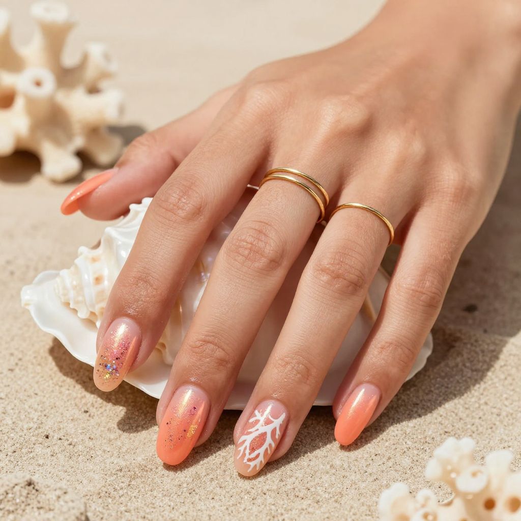 Coral Reef Shimmer nails