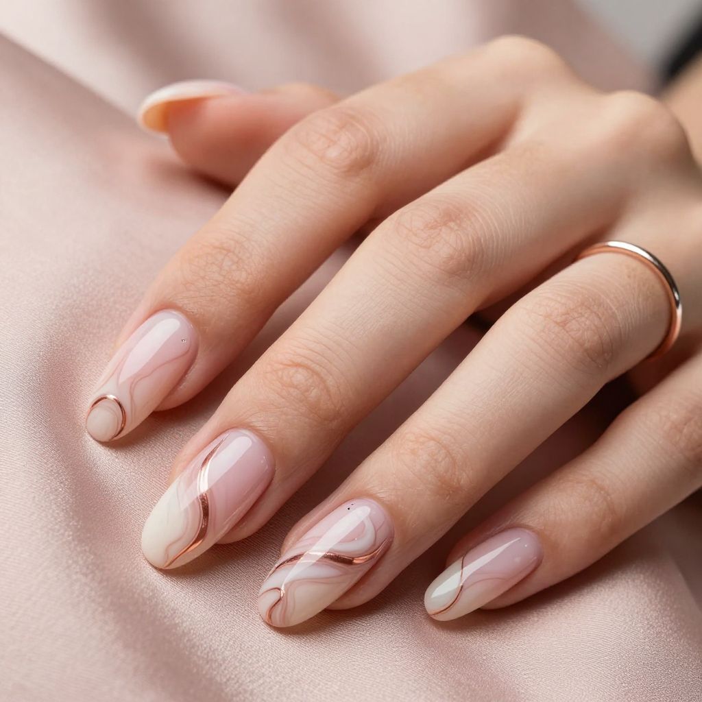 Blush Marble Swirl nails