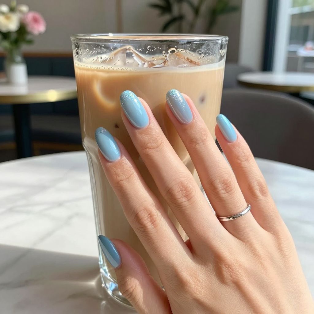 Baby Blue Jelly nails