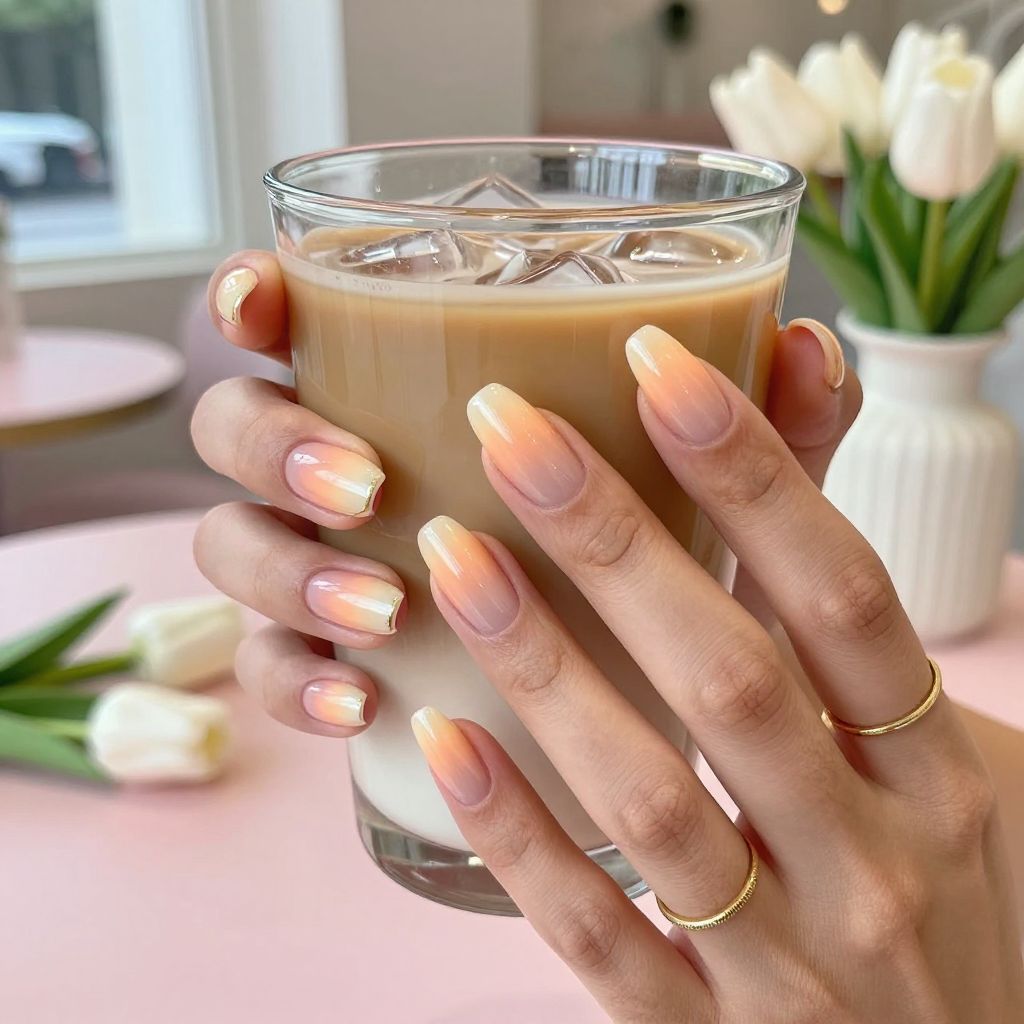 Soft Peach Ombre Spring Nails