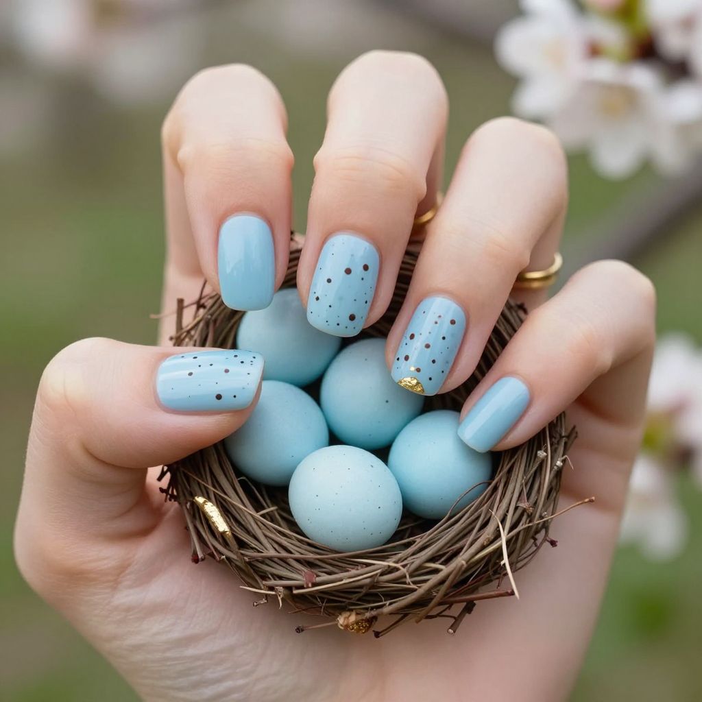 Speckled Robin Egg blue nails