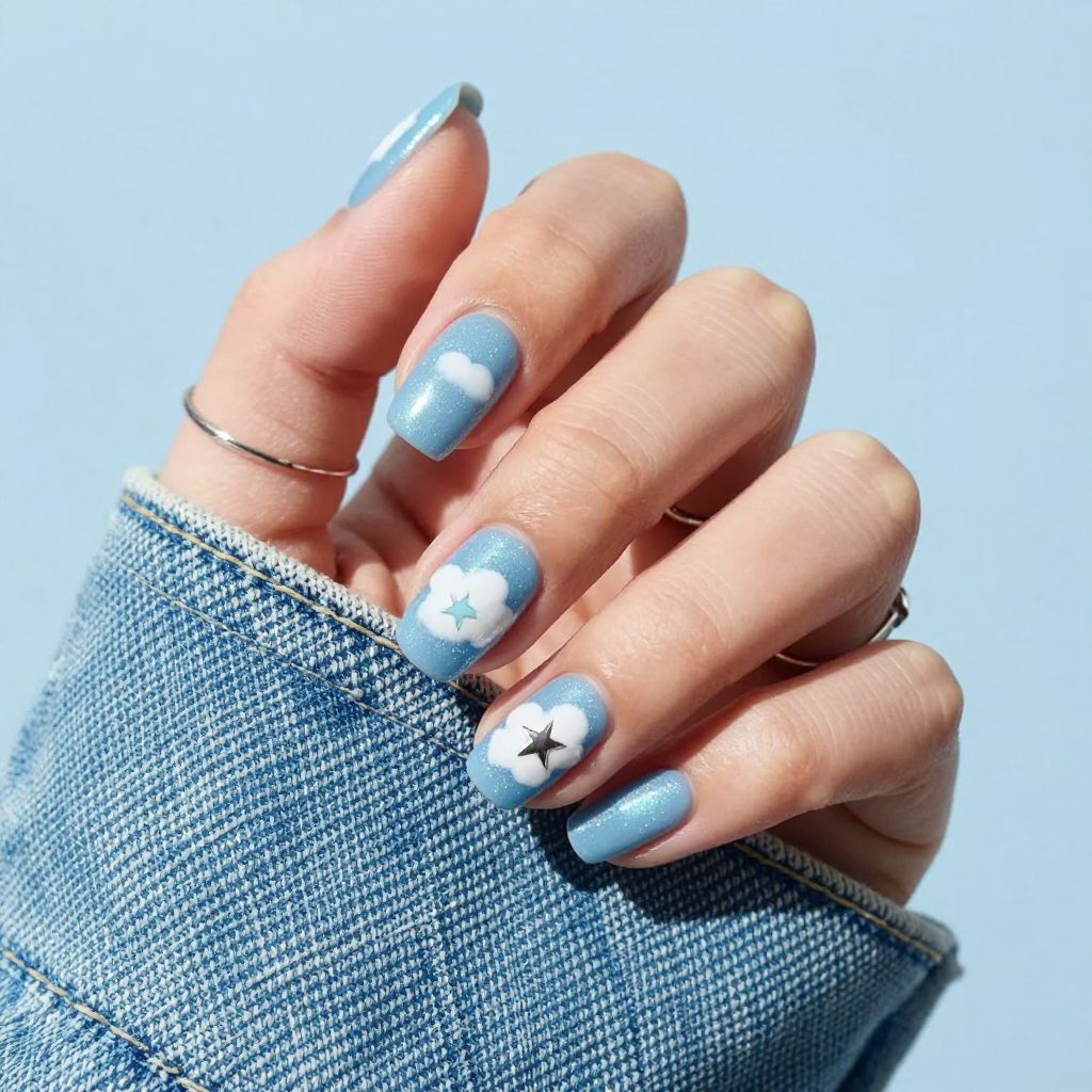 Sky Cloud Tip nails