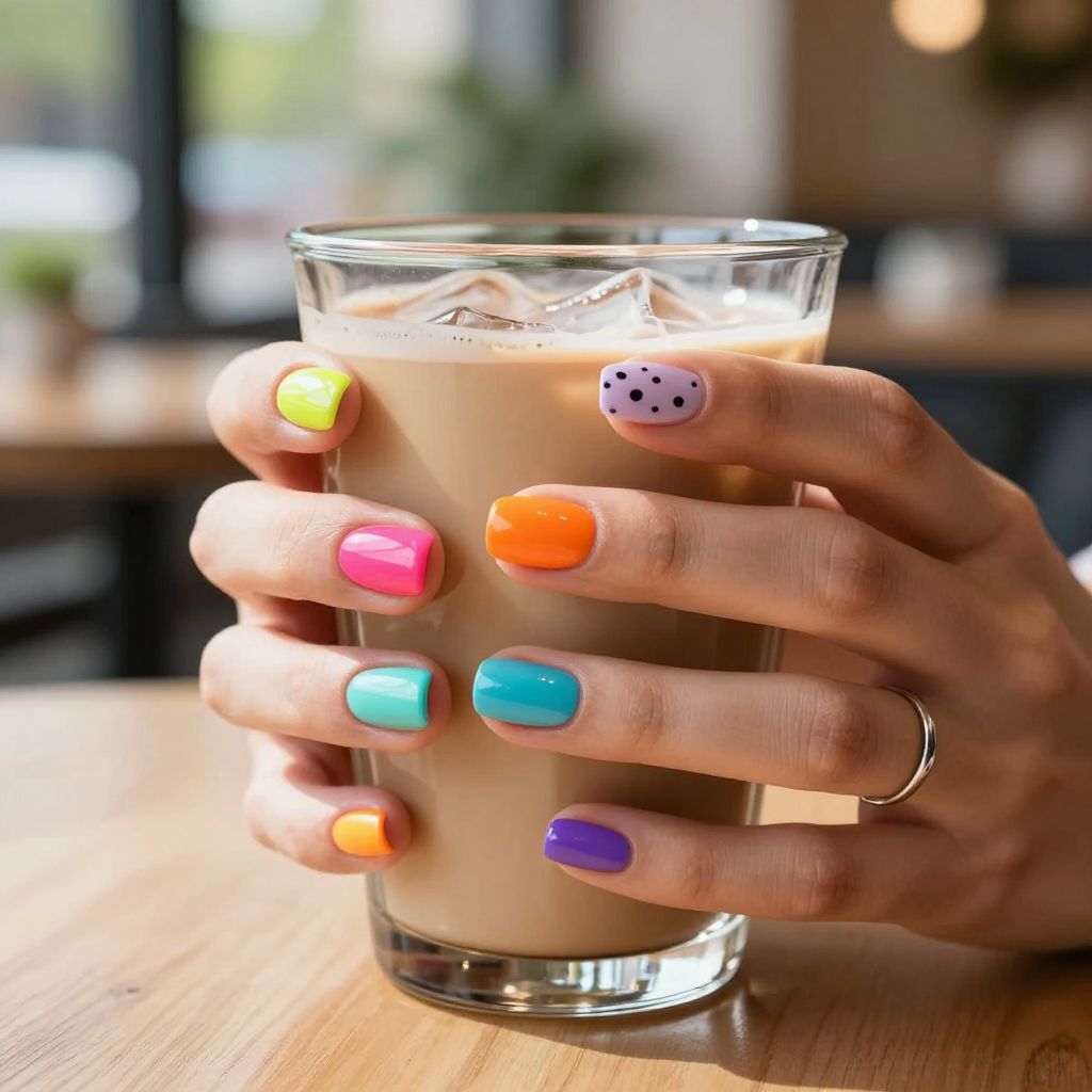 Neon Skittle Mix nails