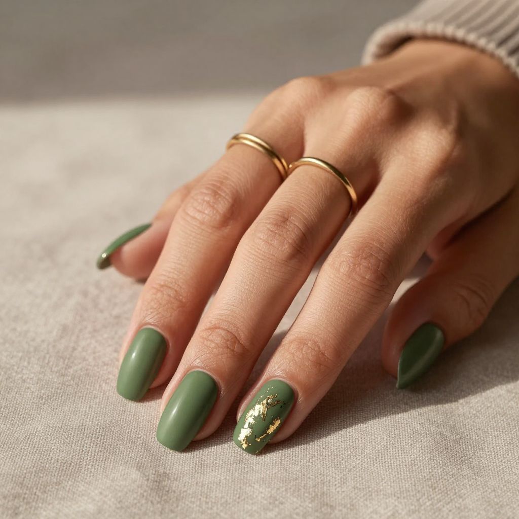 Olive Satin Nails