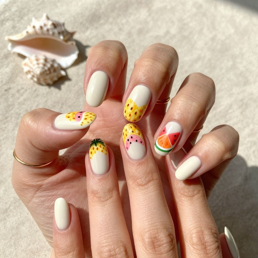 Tropical Fruit Nail Art