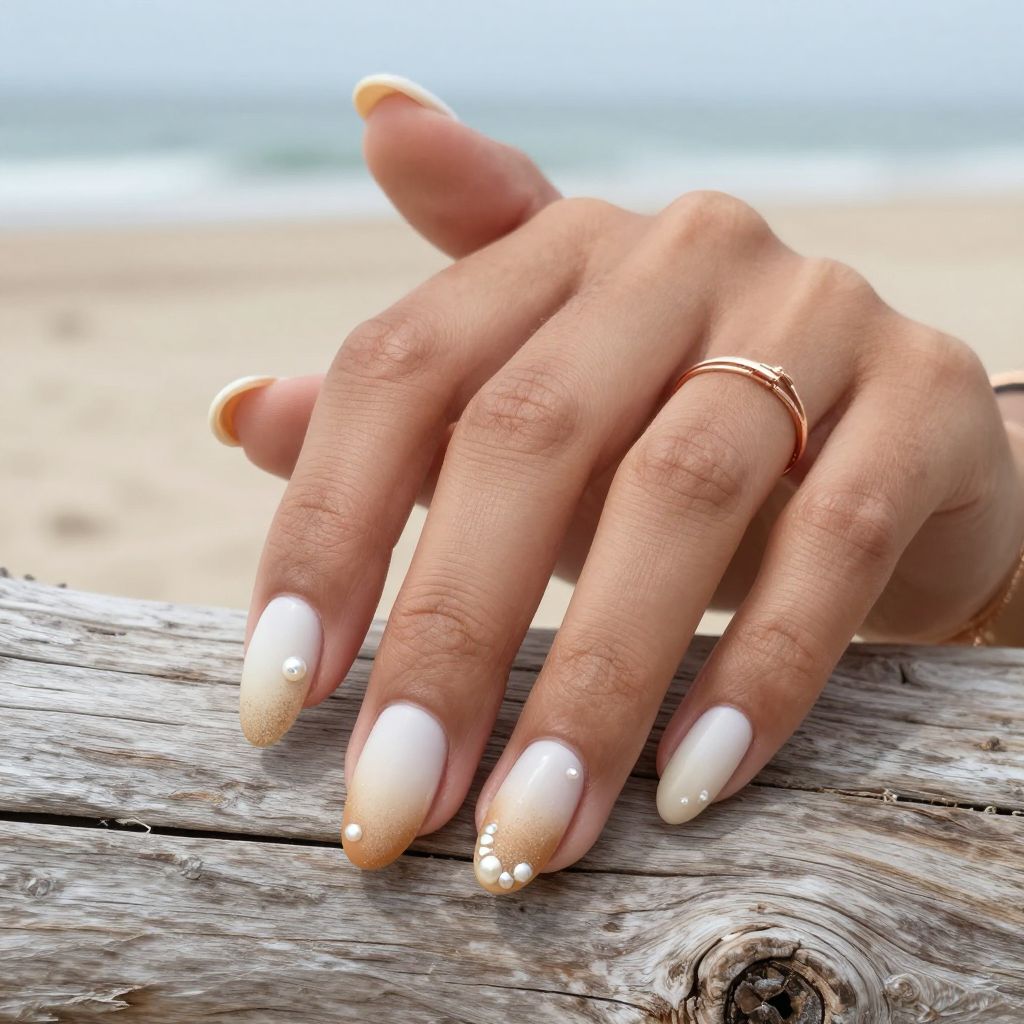 Sandy Ombre Texture Nails