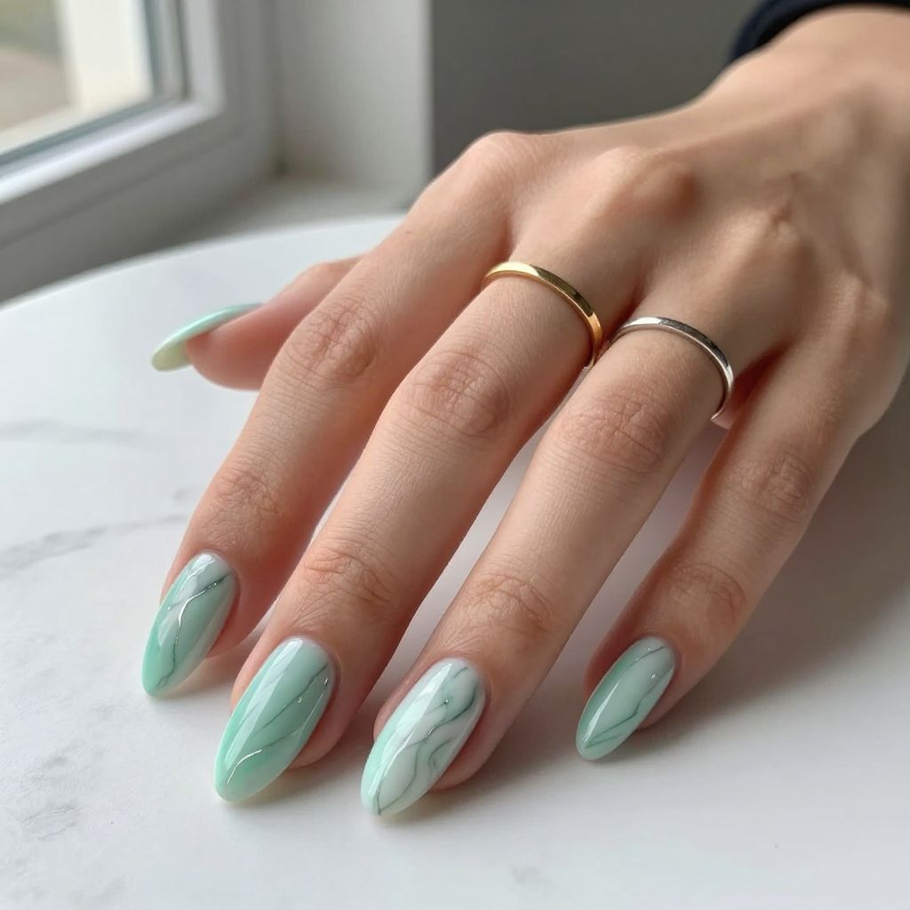 Cool Mint and White Marble