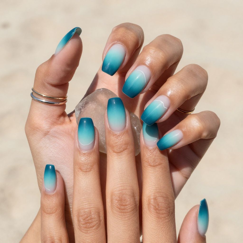 Ocean Ombre Wave Nails