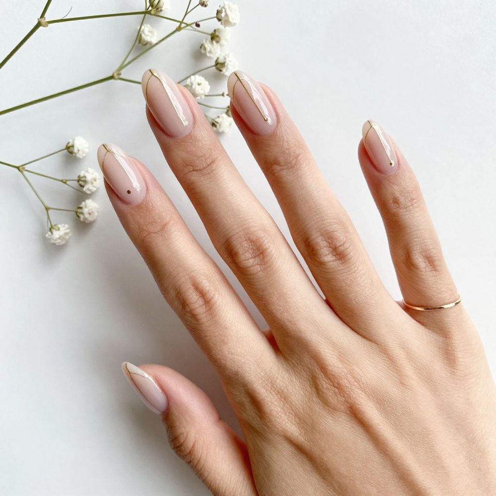 Minimal Gold Line Nails