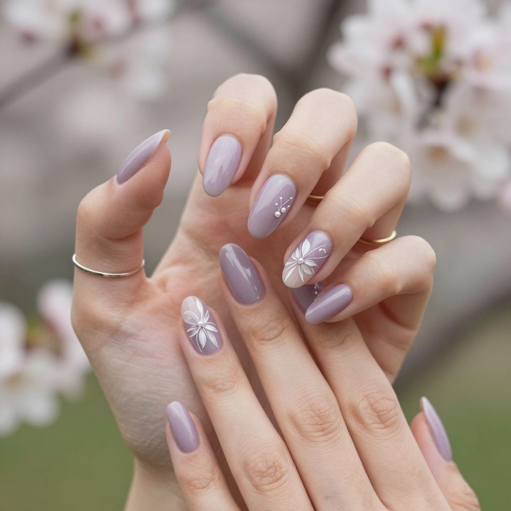 Soft Lavender Wedding Nails