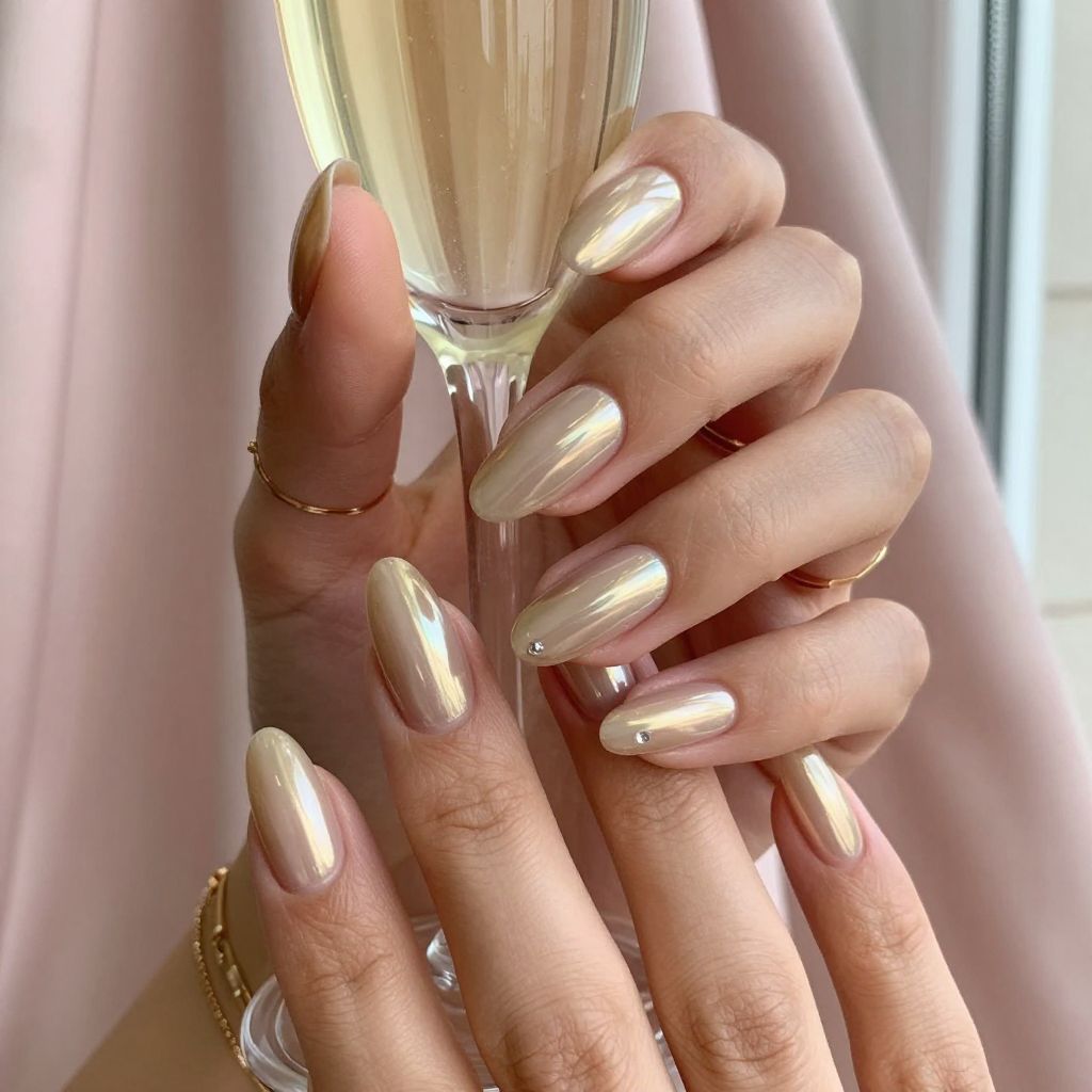 Champagne Chrome Nails