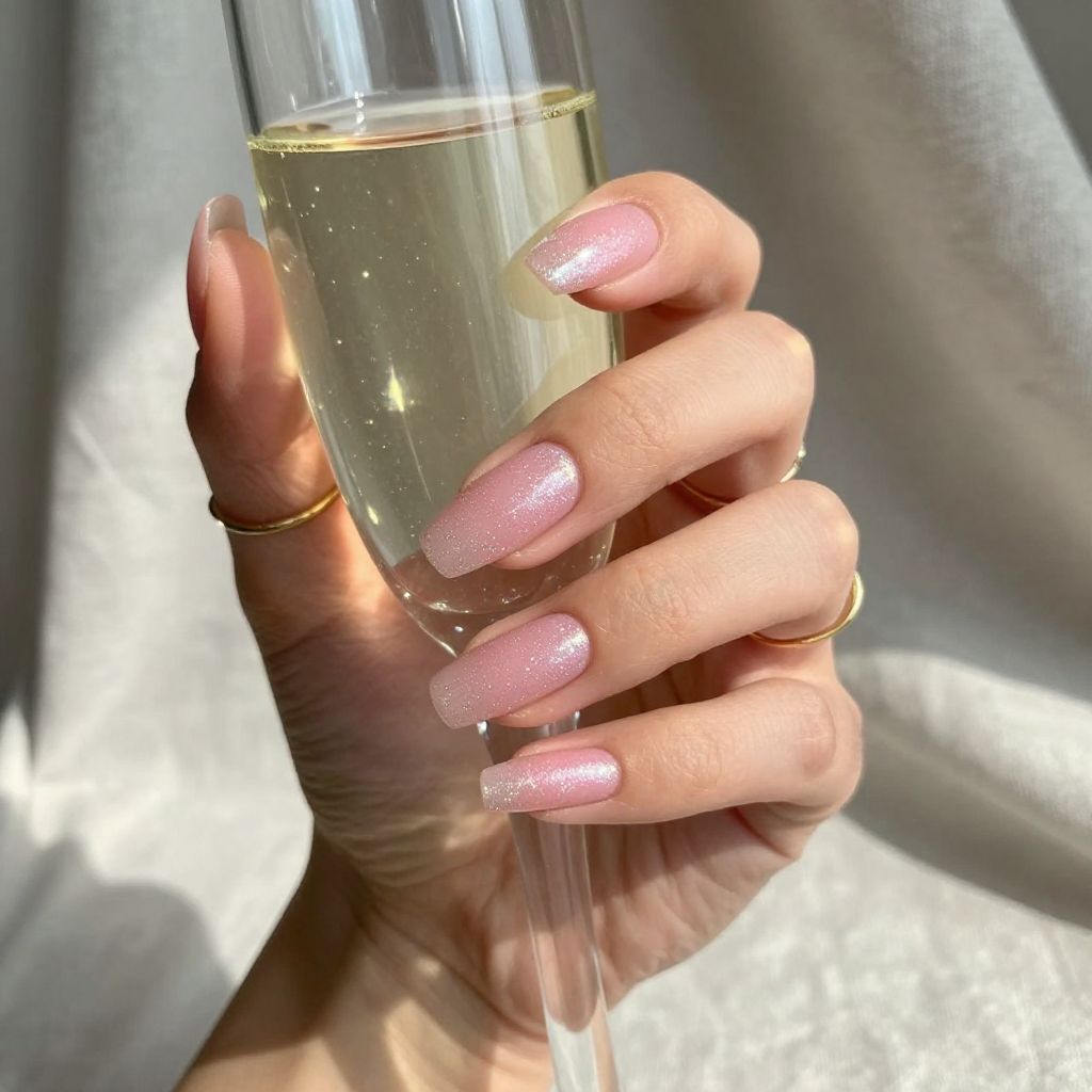 Ballet Pink Micro Glitter Nails