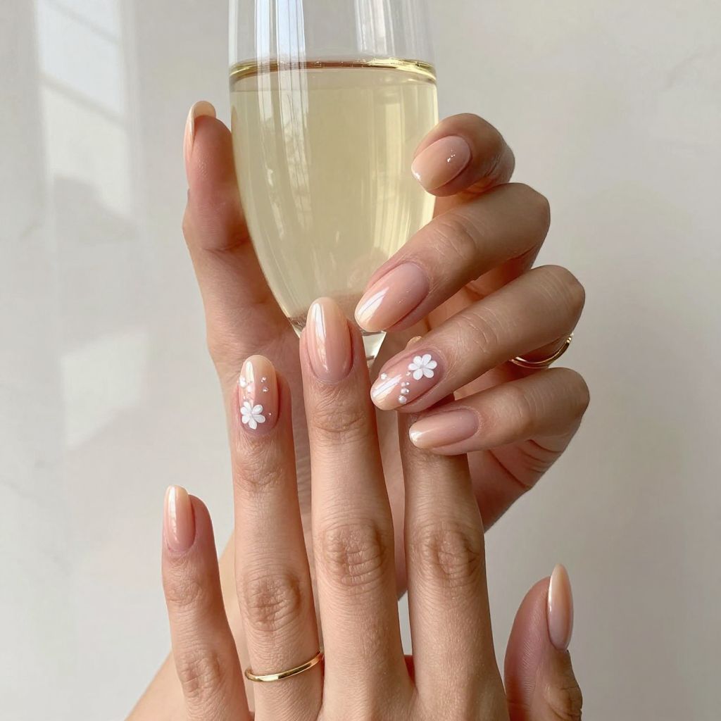 Soft Peach Pearl Nails