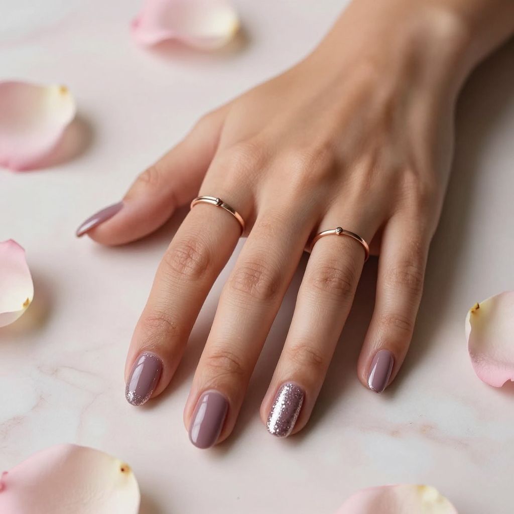 Muted Mauve Glitter Tips