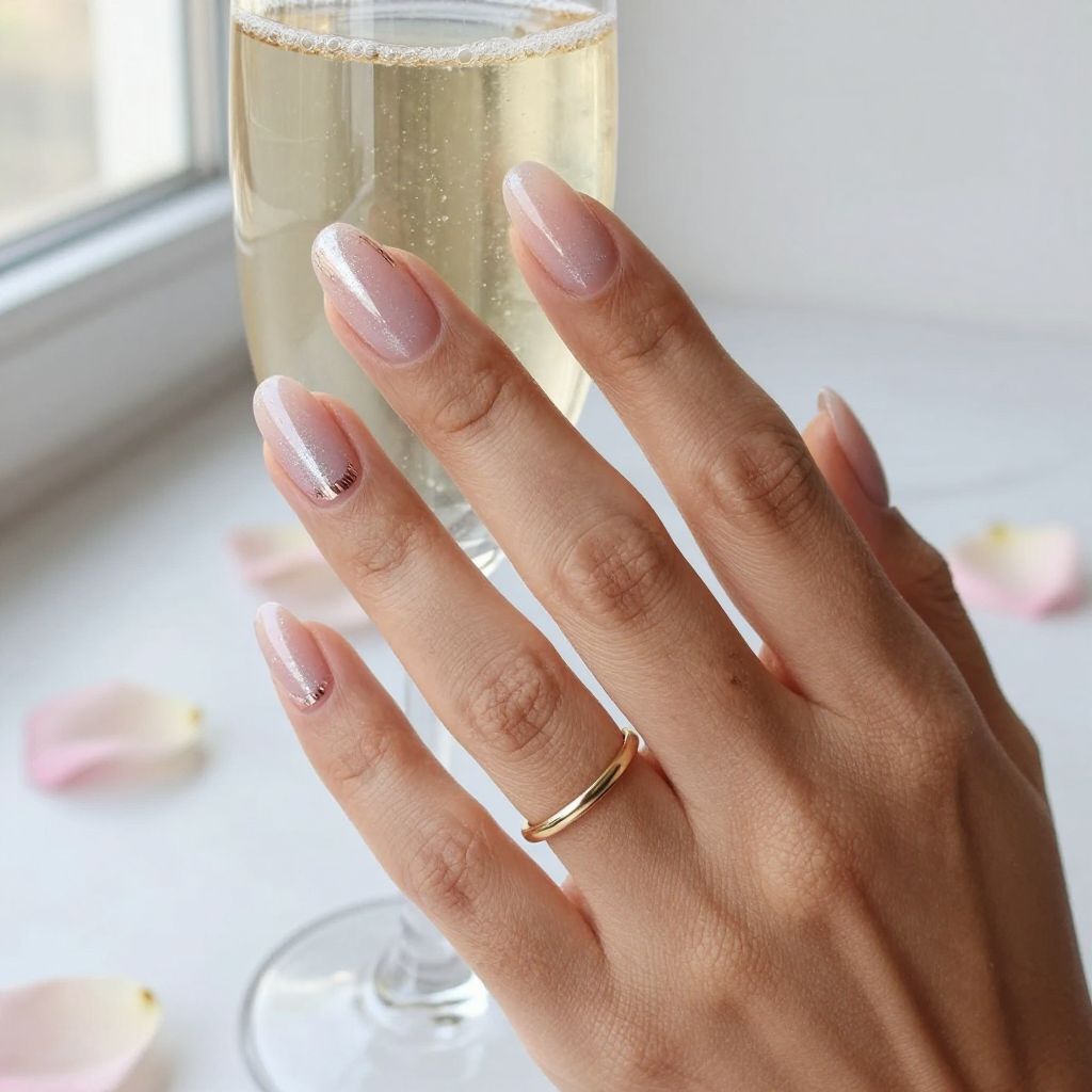 Blush Chrome Oval Nails
