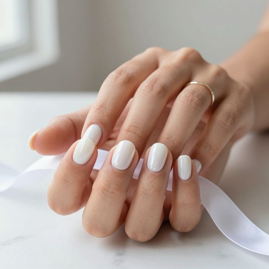 Milky White Short Round Nails