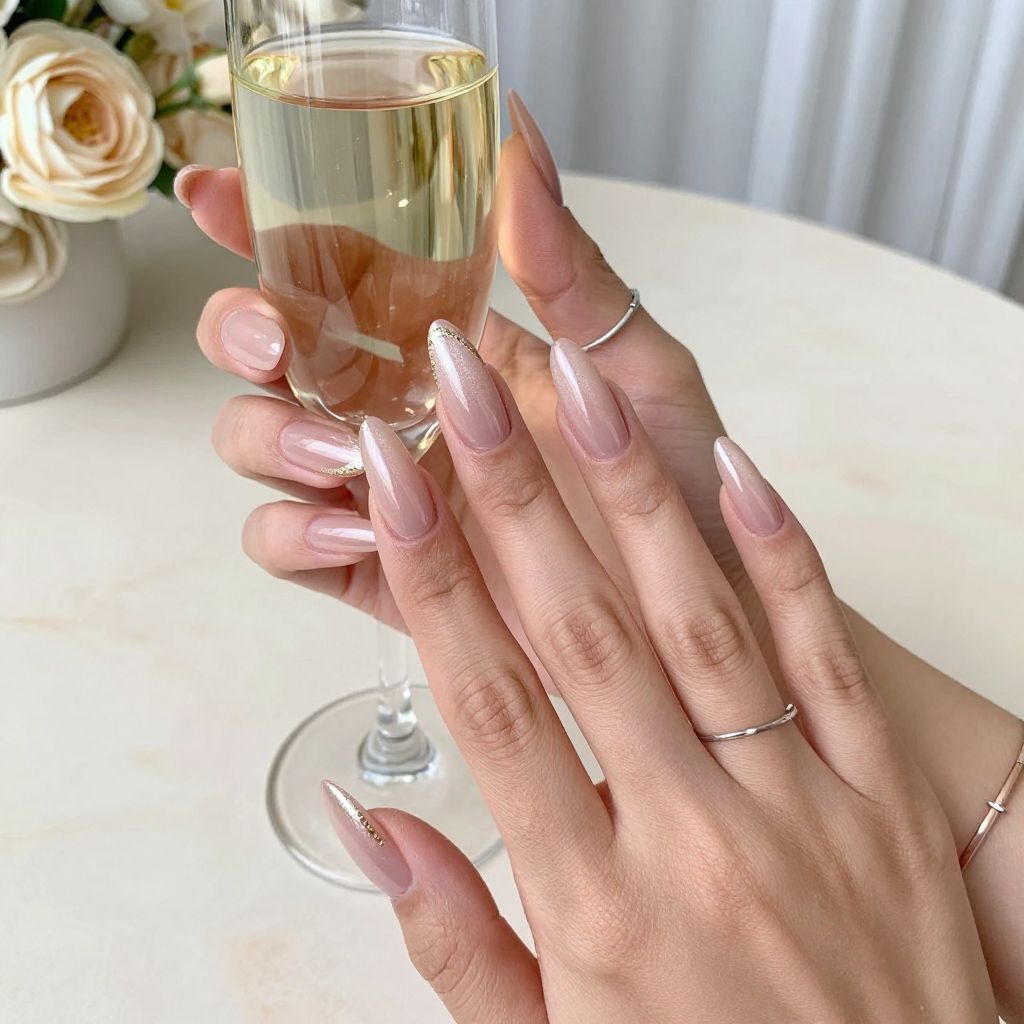 Rose Nude Coffin Nails