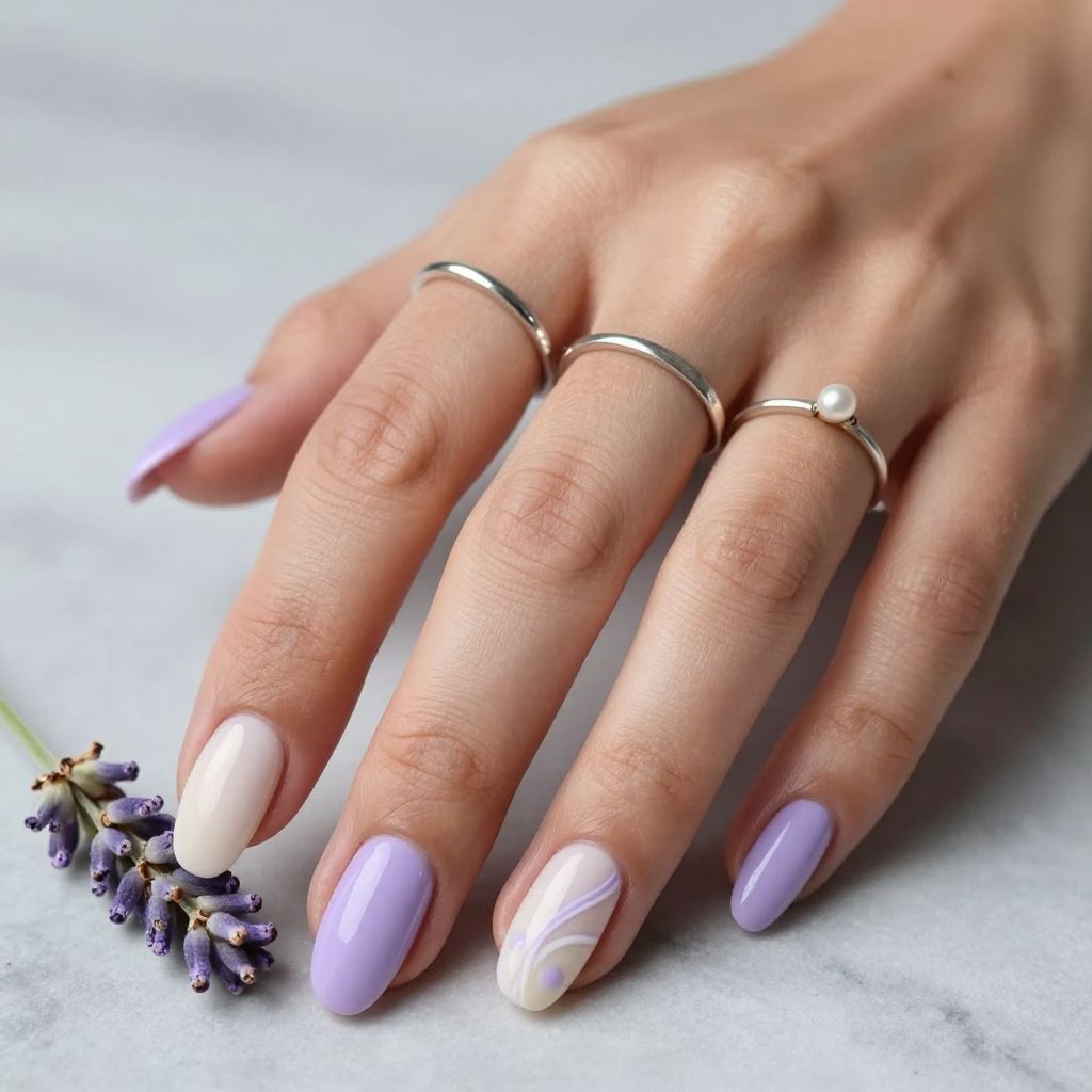Pale Lavender Gloss Nails