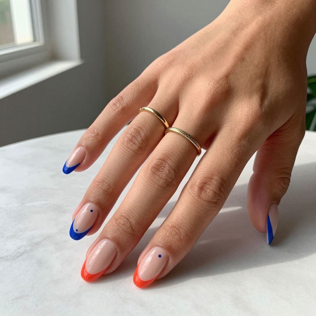 Colored French Tips with Nude Base
