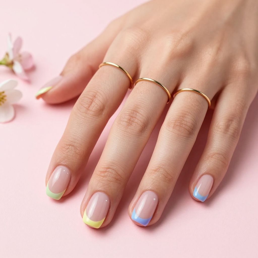Pastel Rainbow French Tips