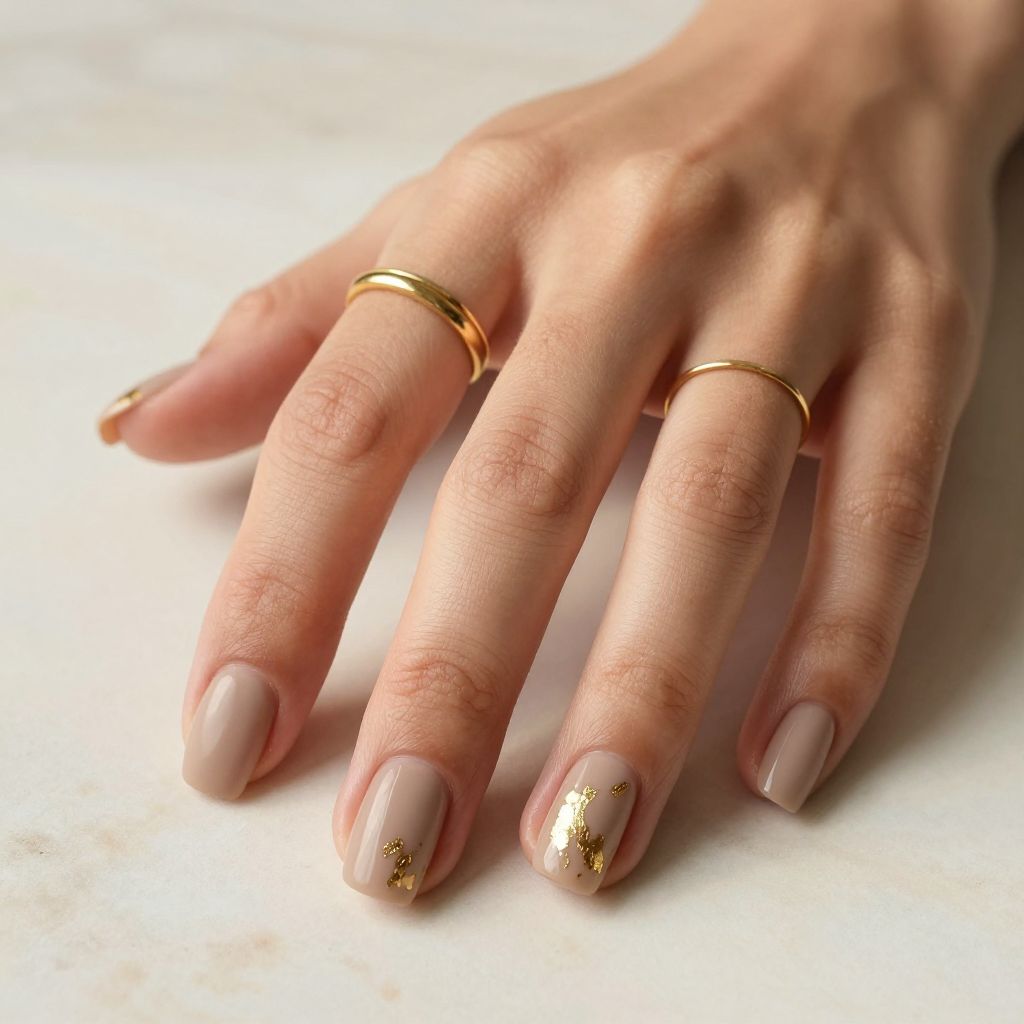 Warm Taupe with Gold Leaf Accents