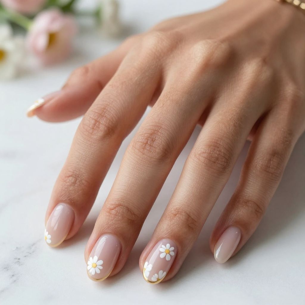 Soft Daisy Tips On Sheer Nude