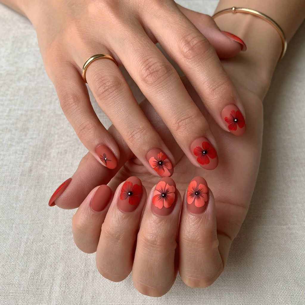 Matte Poppy Nails