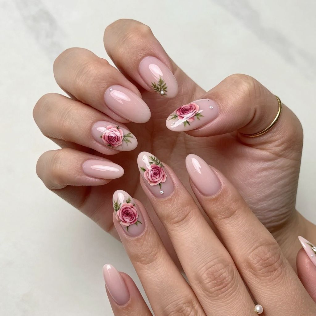 Romantic Rosebud Nails