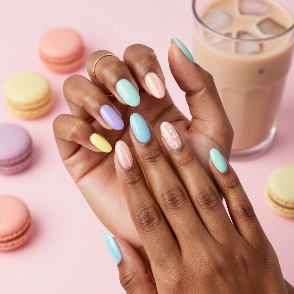 Candy pastel mix and match nail design