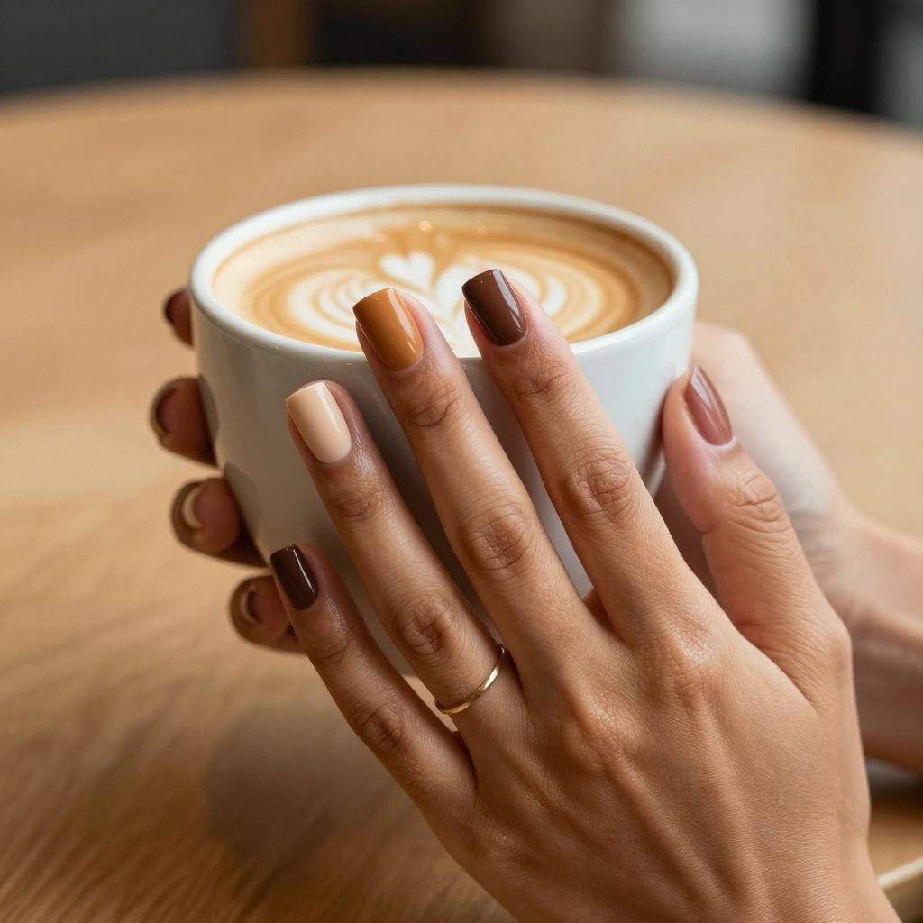 Brown chocolate latte gradient nails
