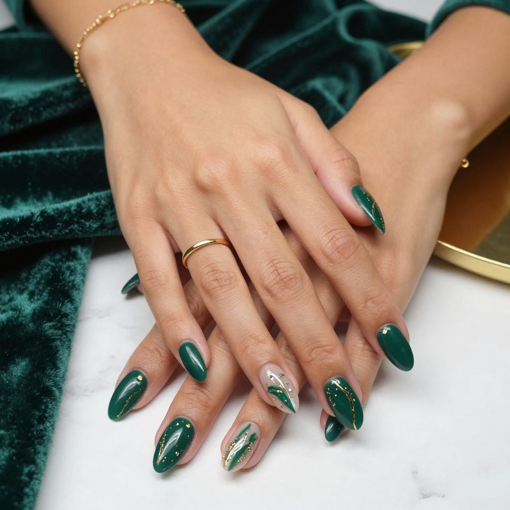 Emerald green coffin nails