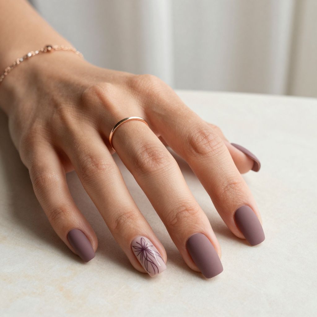 Matte mauve coffin nails