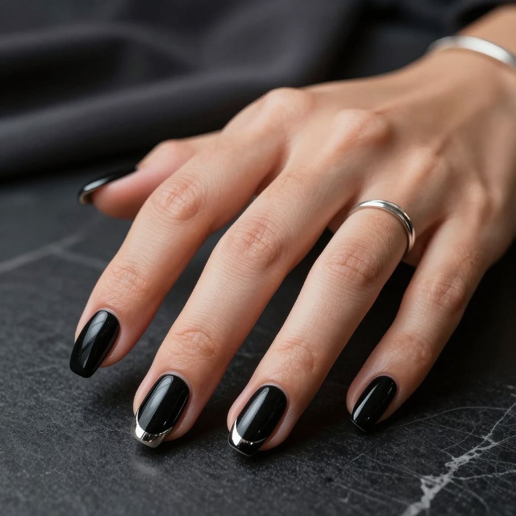 Glossy black coffin nails