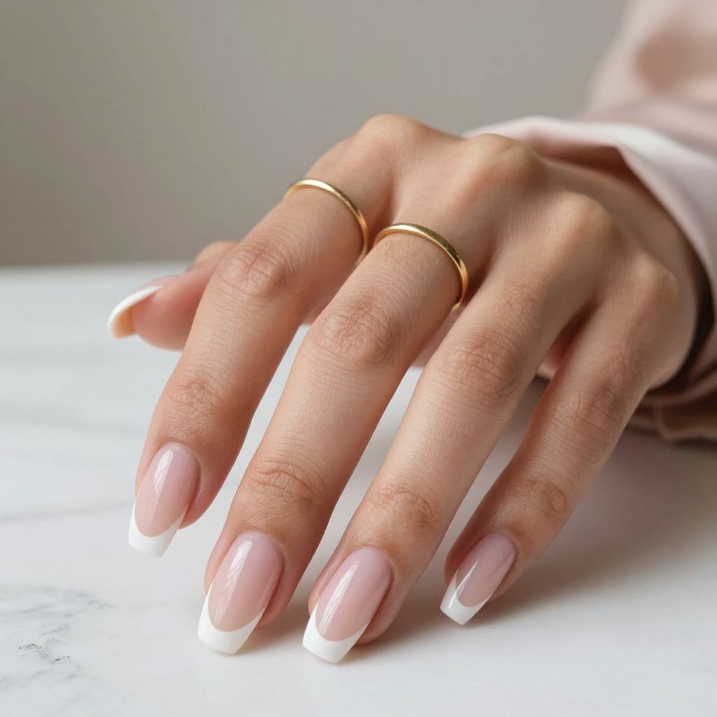 French tip coffin nails