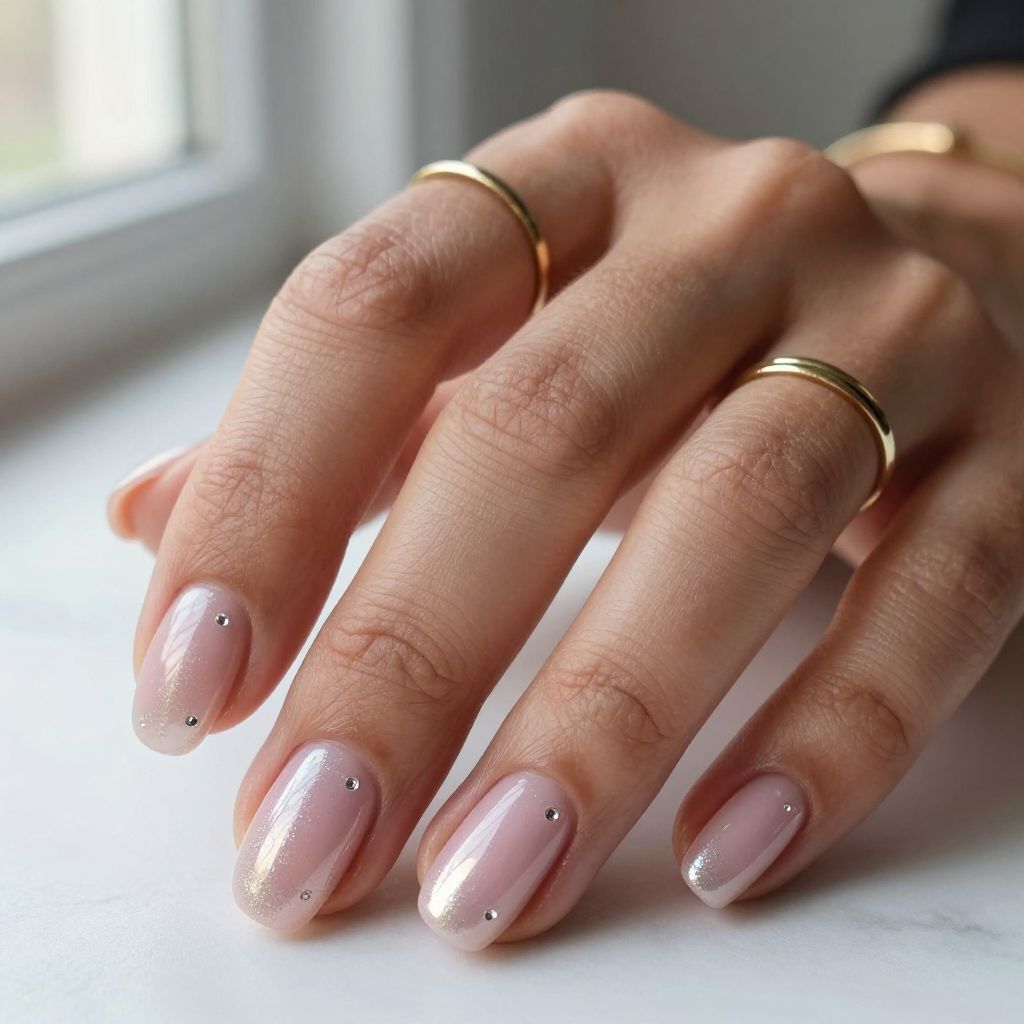 Soft pink chrome coffin nails