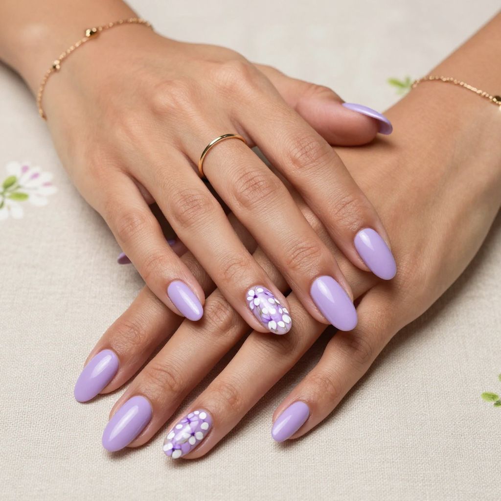 Lavender coffin nails with floral art