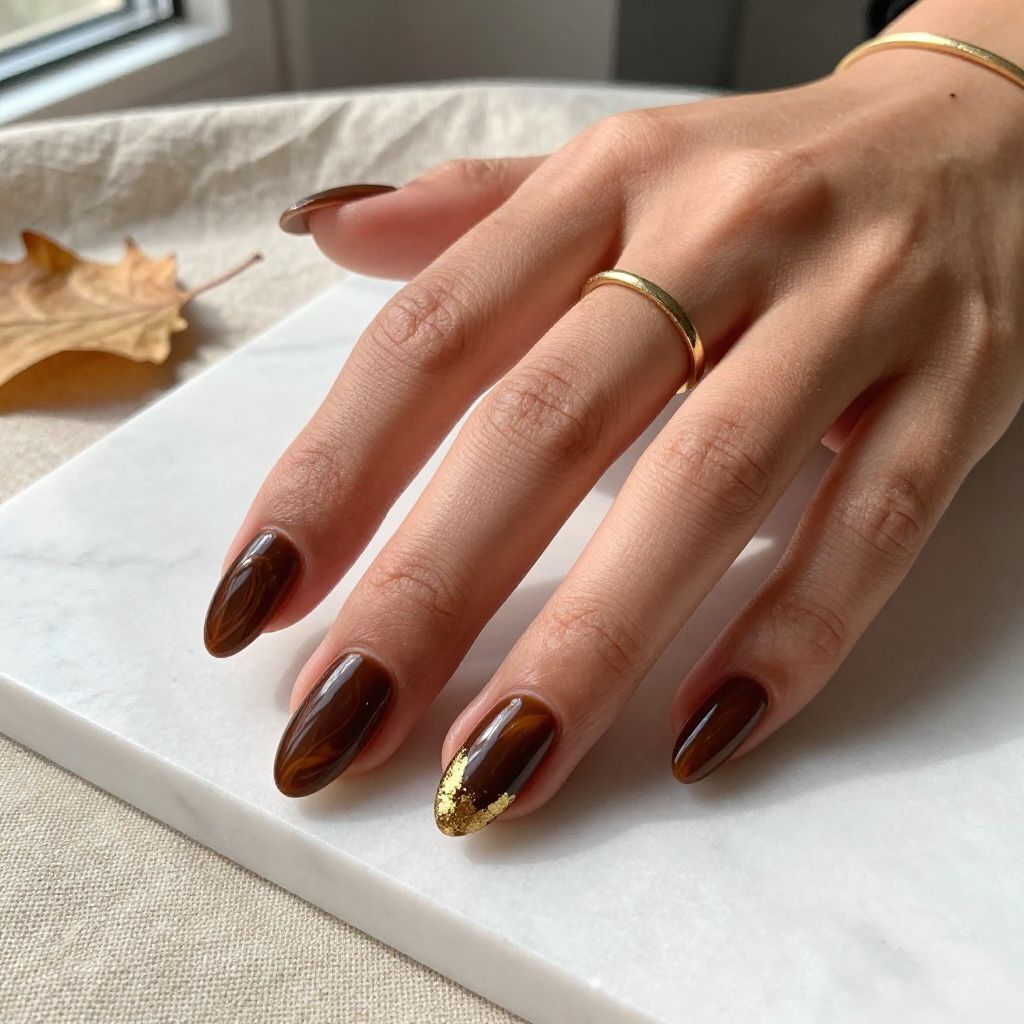 Chocolate brown coffin nails