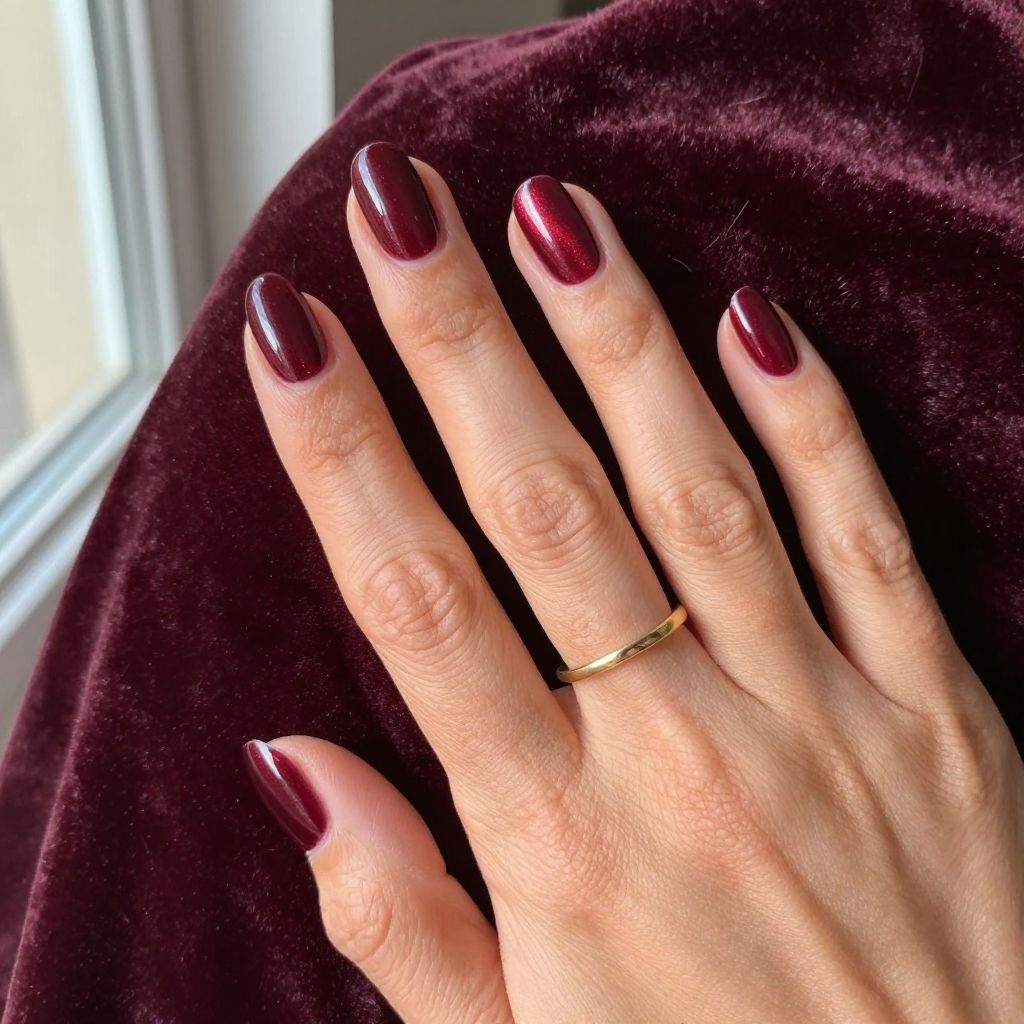 Burgundy Velvet Nails