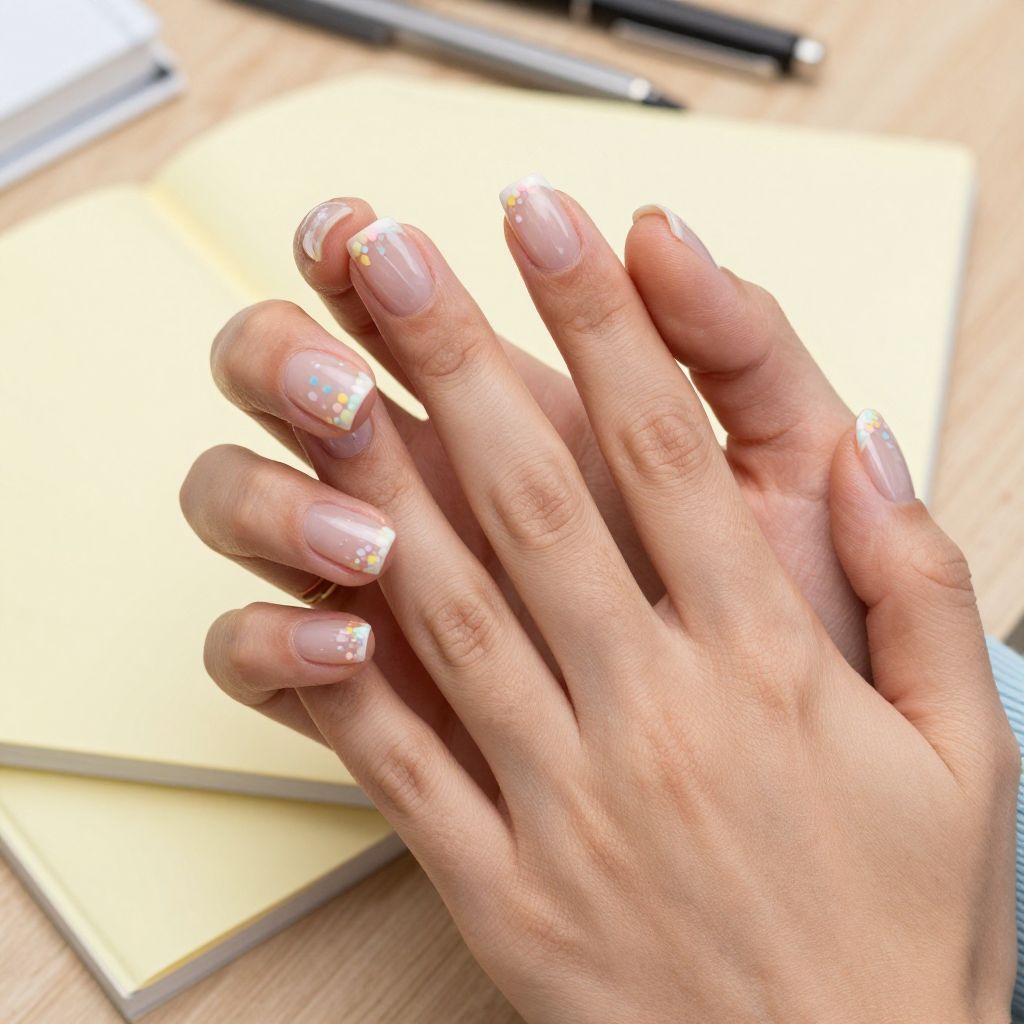 Transparent Nails With Tiny Confetti Tips