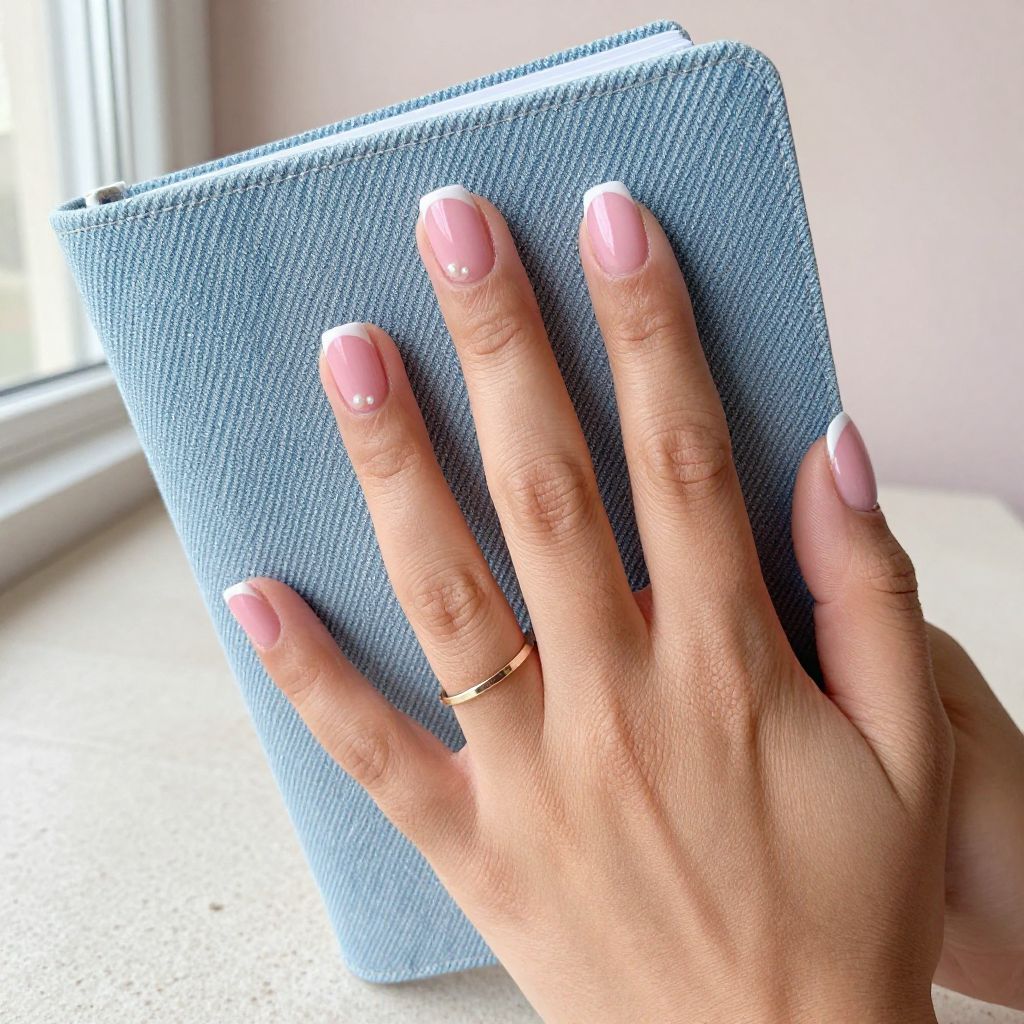 Bubblegum Pink With Thin White Tips