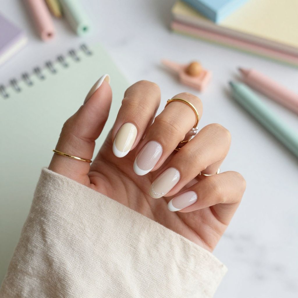 French Tips With a Soft Cream Base