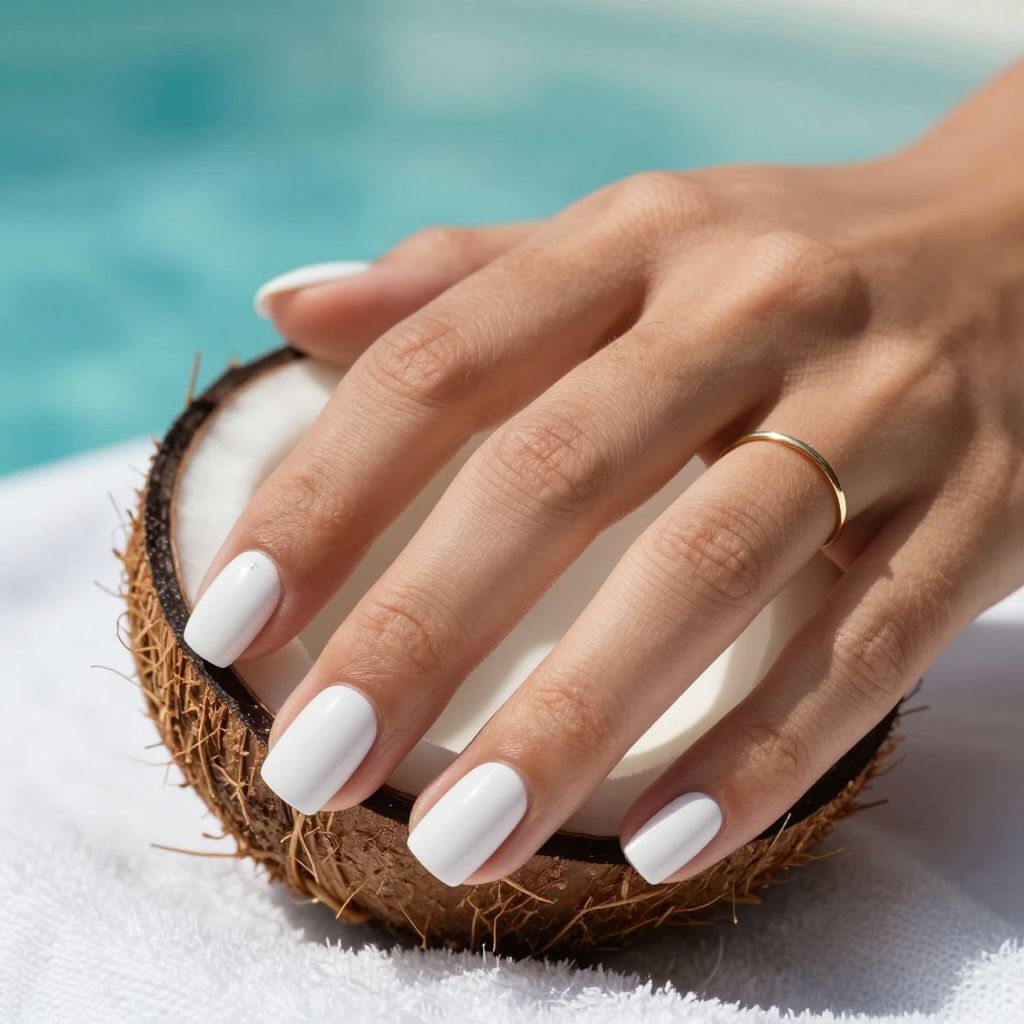Coconut Matte White summer nails