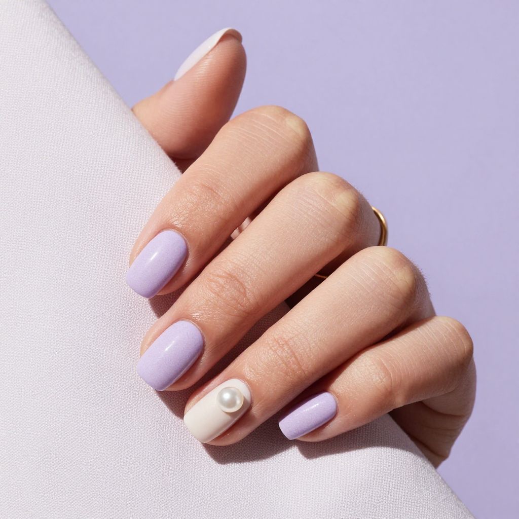Lavender Linen Texture summer nails