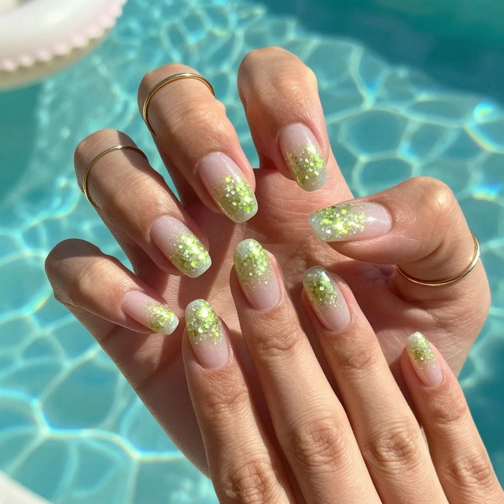 Firefly Glow Glitter summer nails
