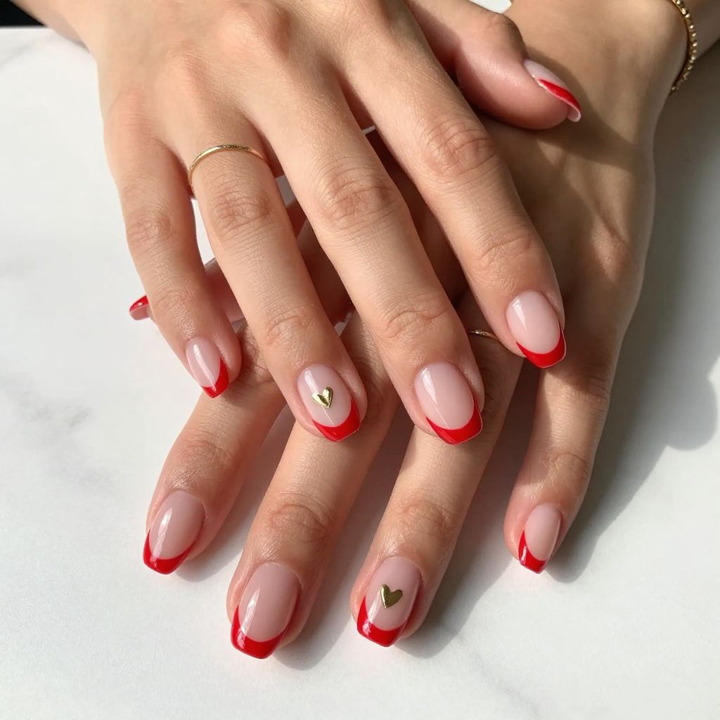 Red French Tips For A Bold Square Manicure