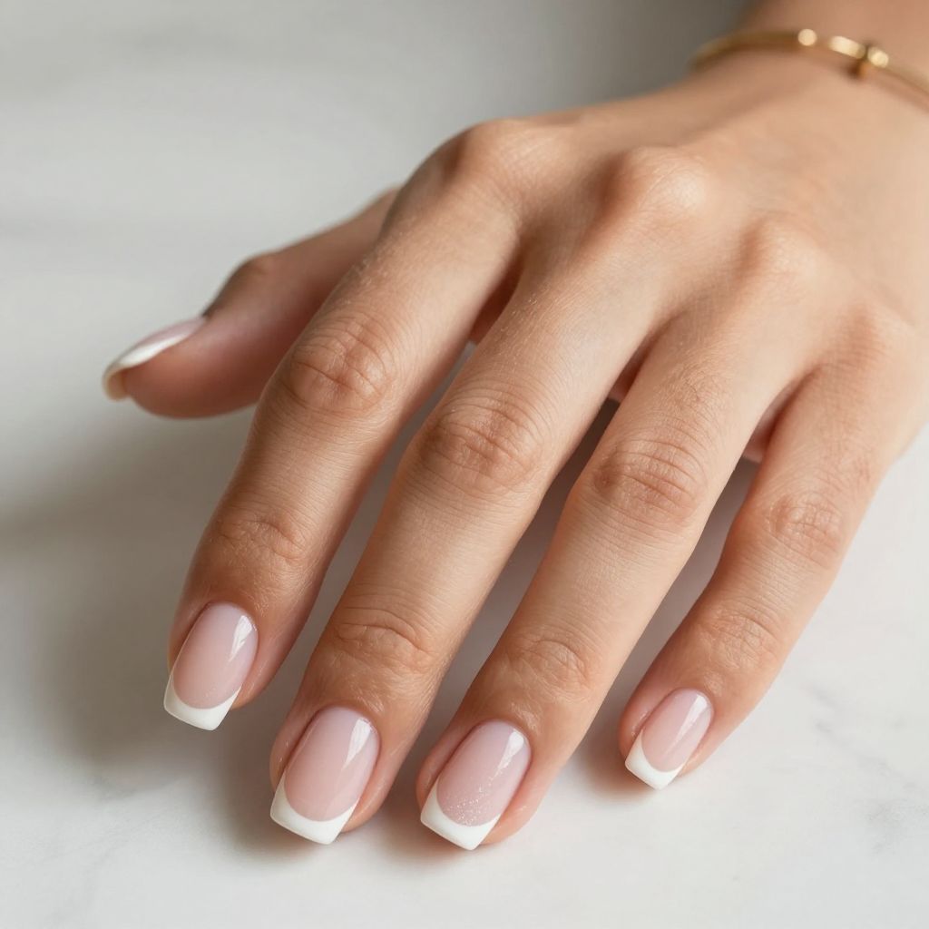 White French With Subtle Glitter Fade