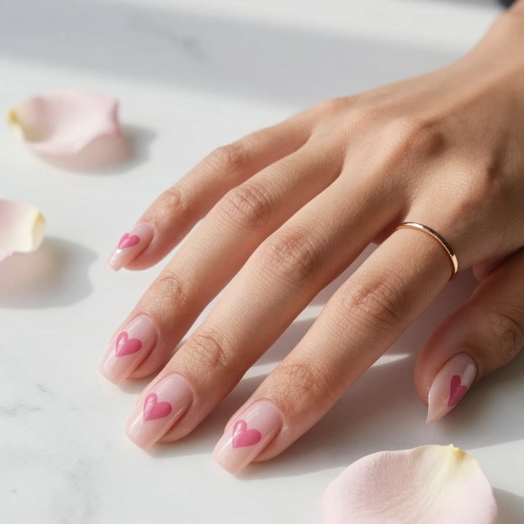 Blush Pink With Tiny Hearts