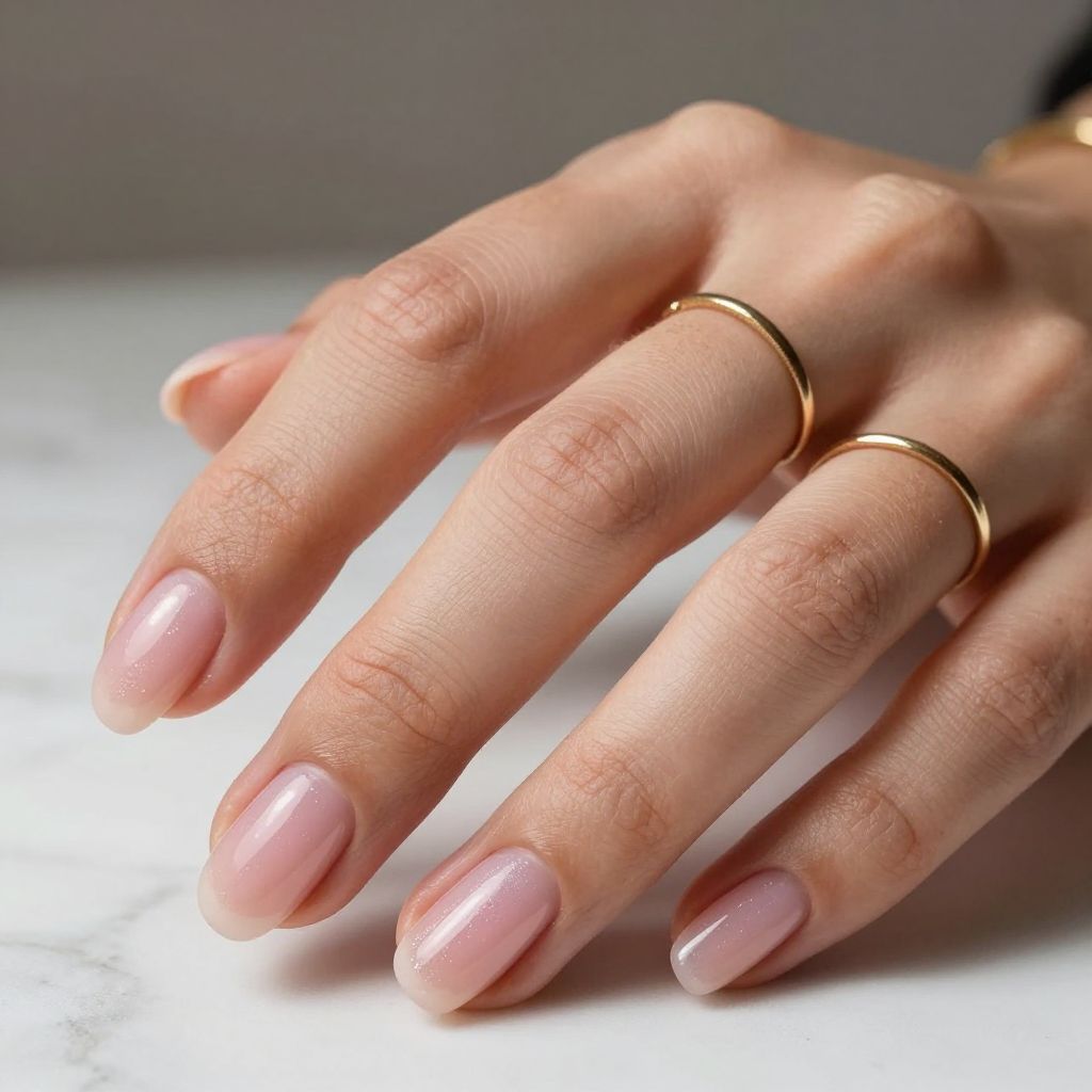 Sheer pink almond nails