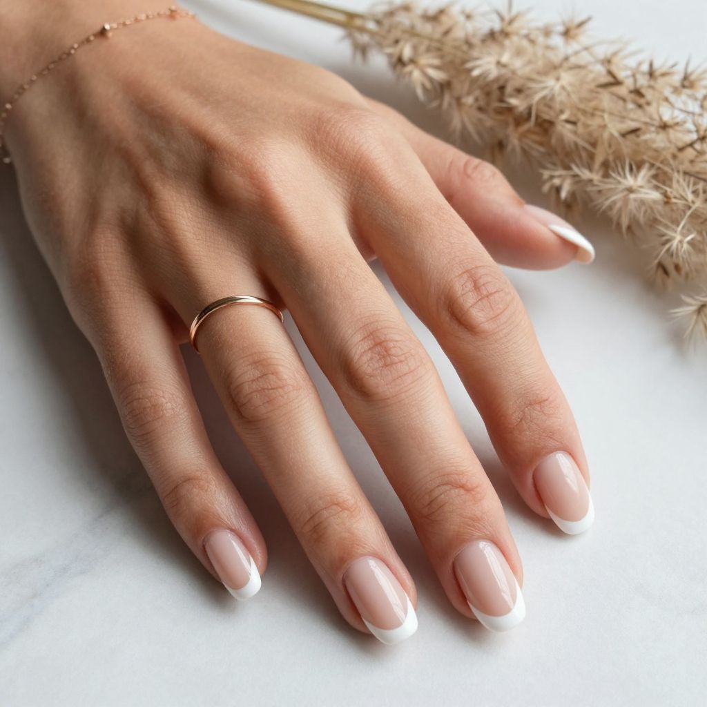 Neutral French with almond tips